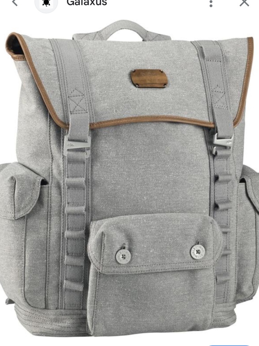 House of Marley lively up gray hemp Roll-Top Backpack with Tan Straps - Picture 2 of 16
